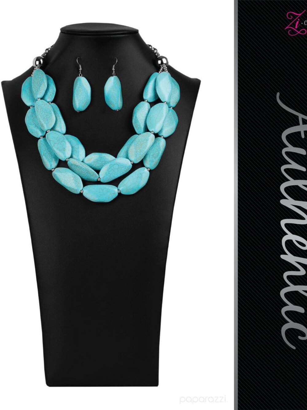 ✨ Paparazzi Zi Collection “The Authentic” Turquoise Statement Necklace & Earring